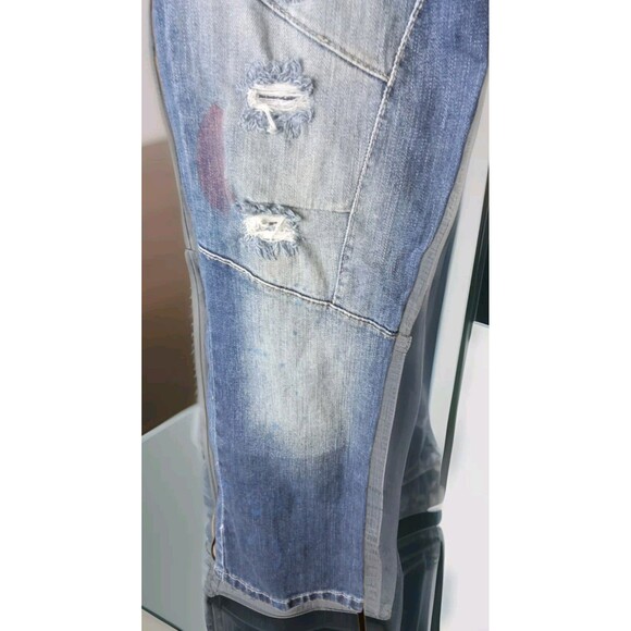 Lion Dynasty Women's Jeans Size 12 Slim Distressed Paint Made In Egypt Blue - Picture 7 of 14